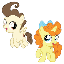Size: 2400x2400 | Tagged: safe, artist:prixy05, pound cake, pumpkin cake, pegasus, pony, unicorn, g4, bow, cake twins, duo, female, filly, foal, hair bow, high res, older, older pound cake, older pumpkin cake, siblings, simple background, transparent background, twins, vector