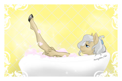 Size: 1200x800 | Tagged: safe, artist:furryfantan, mayor mare, earth pony, anthro, g4, bath, bathing, bathroom, female, soap, solo