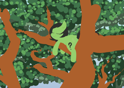 Size: 1940x1380 | Tagged: safe, artist:happy harvey, oc, oc only, oc:filly anon, earth pony, pony, butt, drawn on phone, earth pony oc, eyes closed, female, filly, foal, in a tree, leaves, lineart, minimalist, plot, sleeping, tree