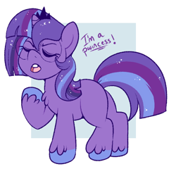 Size: 606x581 | Tagged: safe, artist:lulubell, oc, oc only, oc:moonlight eve, pony, unicorn, crown, eyes closed, female, filly, foal, glasses, jewelry, magical lesbian spawn, offspring, parent:princess luna, parent:twilight sparkle, parents:twiluna, regalia, round glasses, simple background, solo, white background