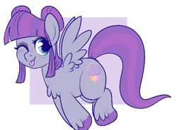 Size: 710x526 | Tagged: safe, artist:lulubell, oc, oc only, oc:serene skies, pegasus, pony, :p, female, filly, foal, magical lesbian spawn, offspring, parent:princess luna, parent:twilight sparkle, parents:twiluna, simple background, solo, tongue out, white background