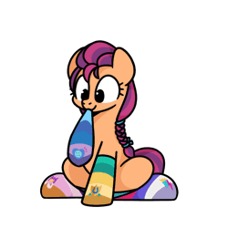 Size: 800x800 | Tagged: safe, artist:sugar morning, sunny starscout, earth pony, pony, g5, animated, clothes, commission, commissioner:raritybro, cute, cutie mark on clothes, emanata, female, gif, mare, mouth hold, simple background, smiling, socks, solo, striped socks, sugar morning's sockies, sunnybetes, transparent background, weapons-grade cute, ych result