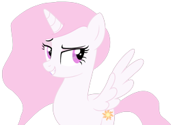 Size: 2242x1632 | Tagged: safe, artist:ashes-horrid, artist:twilyisbestpone, princess celestia, alicorn, pony, g4, base used, bedroom eyes, eyebrows, female, mare, pink-mane celestia, raised eyebrow, seductive, seductive look, simple background, smiling, smirk, smug, solo, spread wings, teenager, transparent background, wings, young celestia, younger