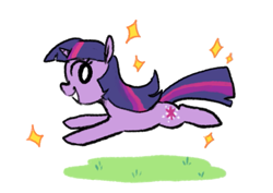Size: 649x460 | Tagged: safe, artist:punkittdev, twilight sparkle, pony, unicorn, g4, cute, female, grin, mare, running, simple background, smiling, solo, sparkles, twiabetes, unicorn twilight, white background