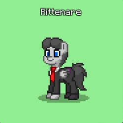 Size: 836x833 | Tagged: safe, oc, oc only, oc:rittenare, pegasus, pony, pony town, cia, clothes, eia, eia agent, green background, necktie, pegasus oc, simple background, solo, suit