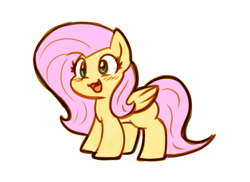 Size: 803x584 | Tagged: safe, artist:zutcha, fluttershy, pegasus, pony, g4, blushing, chibi, cute, daaaaaaaaaaaw, female, mare, open mouth, open smile, shyabetes, simple background, smiling, solo, uvula, white background