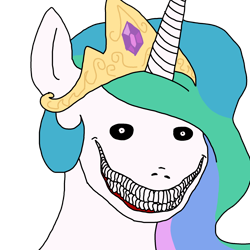 Size: 2000x2000 | Tagged: safe, princess celestia, alicorn, pony, g4, high res, meme, nightmare face, nightmare fuel, psycho wojak, simple background, solo, transparent background, wojak