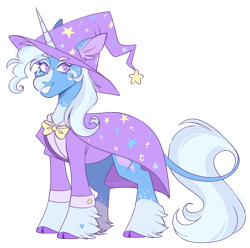 Size: 998x990 | Tagged: safe, artist:wanderingpegasus, trixie, classical unicorn, pony, unicorn, g4, cape, clothes, cloven hooves, female, grin, hat, horn, leonine tail, mare, simple background, smiling, solo, transparent background, trixie's cape, trixie's hat, unshorn fetlocks