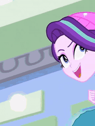 Size: 576x768 | Tagged: safe, edit, edited screencap, screencap, adagio dazzle, aria blaze, starlight glimmer, human, equestria girls, equestria girls specials, g4, my little pony equestria girls: mirror magic, my little pony equestria girls: rainbow rocks, animated, battle of the bands, canterlot high, canterlot mall, crossed arms, female, grin, open mouth, open smile, singing, smiling, sound, text, tiktok, webm