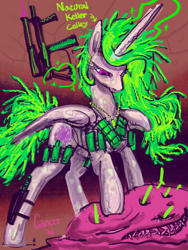Size: 3000x4000 | Tagged: safe, artist:ja0822ck, princess celestia, alicorn, pony, g4, cancer, cell, cell pony, gun, natural killer cell, ponified, weapon