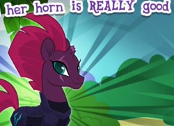 Size: 596x432 | Tagged: safe, edit, gameloft, tempest shadow, pony, unicorn, g4, broken horn, cropped, female, horn, mare, meme, solo, wow! glimmer