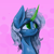 Size: 3000x3000 | Tagged: safe, artist:anastas, oc, oc only, oc:cyanite star, crystal pony, hybrid, original species, pony, unicorn, blue coat, blue fur, blue hair, blue mane, bust, crystal, crystal horn, curved horn, cute, emerald, green eyes, high res, horn, oda 1997, pink background, portrait, simple background, sketch, smiling, solo, sternocleidomastoid, transformation