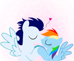 Size: 1800x1486 | Tagged: safe, artist:mlplary6, rainbow dash, soarin', pegasus, pony, g4, boyfriend and girlfriend, duo, eyes closed, female, floating heart, heart, holding hooves, kiss on the lips, kissing, love, male, mare, ship:soarindash, shipping, simple background, stallion, straight, transparent background, vector