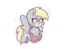 Size: 1369x1032 | Tagged: safe, artist:typhwosion, derpy hooves, pegasus, pony, g4, bag, cute, derpabetes, mailbag, simple background, solo, transparent background