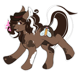 Size: 1167x1079 | Tagged: safe, artist:woofpoods, oc, oc only, oc:hushknack, cow, cow pony, earth pony, pony, brown mane, cowboy hat, full body, hat, heart, hooves, intersex, male, red eyes, running, simple background, solo, stallion, transparent background, udder