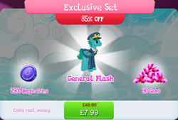 Size: 1268x857 | Tagged: safe, gameloft, general flash, pegasus, pony, g4, my little pony: magic princess, bundle, clothes, costs real money, english, folded wings, gem, hat, magic coins, male, mobile game, numbers, sale, solo, stallion, text, wings
