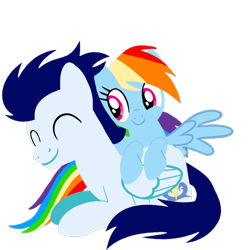 Size: 1099x1099 | Tagged: safe, artist:mlplary6, rainbow dash, soarin', pegasus, pony, g4, ^^, boyfriend and girlfriend, duo, eyes closed, female, lying down, male, mare, ship:soarindash, shipping, simple background, smiling, stallion, straight, transparent background, vector