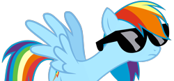 Size: 2199x1024 | Tagged: safe, artist:elibrony, derpibooru exclusive, rainbow dash, pegasus, pony, g4, female, mare, simple background, solo, spread wings, sunglasses, transparent background, vector, wings