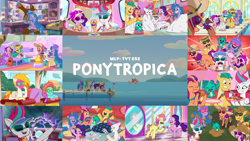 Size: 1974x1111 | Tagged: safe, edit, edited screencap, editor:quoterific, screencap, flare (g5), hitch trailblazer, izzy moonbow, jazz hooves, pipp petals, posey bloom, sparky sparkeroni, sunny starscout, zipp storm, dragon, earth pony, pegasus, pony, unicorn, g5, my little pony: tell your tale, ponytropico, spoiler:g5, spoiler:my little pony: tell your tale, spoiler:tyts01e52, crying, female, lightning, male, mane five, mane stripe sunny, mare, poker, sad, stallion, teary eyes, towel