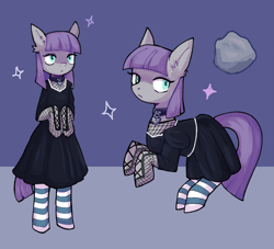 Size: 2015x1829 | Tagged: safe, artist:catpix, maud pie, earth pony, pony, g4, clothes, dress, fashion, goth, rock, socks, solo, striped socks