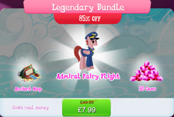 Size: 1268x858 | Tagged: safe, gameloft, admiral fairy flight, pegasus, pony, g4, my little pony: magic princess, bundle, bush, clothes, costs real money, english, female, folded wings, gem, hat, mare, mobile game, numbers, sale, solo, text, wings