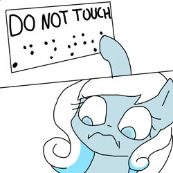 Size: 2000x2000 | Tagged: artist needed, source needed, safe, oc, oc:snowdrop, pegasus, pony, blind, braille, female, filly, foal, frown, high res, meme, shocked, shocked expression, simple background, solo, this will not end well, white background, wide eyes, you had one job