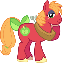 Size: 1102x1100 | Tagged: safe, artist:jaye, big macintosh, earth pony, pony, g4, bow, collar, eyeshadow, female, green eyes, makeup, mare, simple background, solo, tail, tail bow, trans big macintosh, trans female, transgender, transparent background, vector