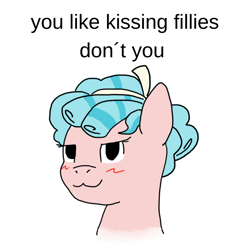 Size: 1000x1000 | Tagged: safe, artist:lecy98, cozy glow, pegasus, pony, g4, blushing, boykisser, female, filly, foal, meme, pure concentrated unfiltered evil of the utmost potency, pure unfiltered evil, solo, text
