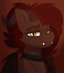 Size: 1400x1600 | Tagged: safe, artist:modularpon, oc, oc only, oc:whiskey dreams, animated, collar, freckles, solo, tongue out
