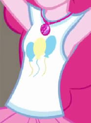 Size: 249x335 | Tagged: safe, screencap, pinkie pie, human, equestria girls, fluttershy's butterflies, g4, my little pony equestria girls: better together, armpits, boobshot, breasts, clothes, cropped, cutie mark on clothes, female, geode of sugar bombs, jewelry, magical geodes, necklace, pictures of chests, rah rah skirt, skirt, solo, tank top
