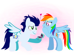 Size: 2000x1471 | Tagged: safe, artist:mlplary6, rainbow dash, soarin', pegasus, pony, g4, blushing, boyfriend and girlfriend, crying, duo, female, happy, heart, jewelry, love, male, mare, marriage proposal, ring, romantic, ship:soarindash, shipping, simple background, smiling, stallion, straight, tears of joy, transparent background, vector