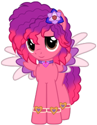 Size: 5161x6665 | Tagged: safe, artist:ejlightning007arts, ruby jubilee, pegasus, pony, bridlewoodstock (make your mark), g4, g5, my little pony: make your mark, my little pony: make your mark chapter 4, spoiler:g5, spoiler:my little pony: make your mark chapter 4, spoiler:mymc04e01, anklet, bracelet, bridlewoodstock, collar, colored wings, cute, female, flower, flower in hair, g5 to g4, generation leap, heart, jewelry, mare, simple background, sofia wylie, solo, spread wings, transparent background, wings
