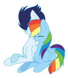 Size: 837x955 | Tagged: safe, artist:thunderspeedyt, rainbow dash, soarin', pegasus, pony, g4, duo, eyes closed, female, lying down, male, mare, ship:soarindash, shipping, simple background, stallion, straight, white background