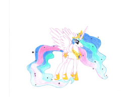 Size: 900x696 | Tagged: safe, artist:superkataang1, princess celestia, alicorn, pony, g4, female, mare, simple background, solo, traditional art, white background