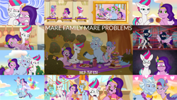 Size: 1280x721 | Tagged: safe, edit, edited screencap, editor:quoterific, screencap, alphabittle blossomforth, pipp petals, queen haven, thunder flap, zipp storm, zoom zephyrwing, pegasus, pony, unicorn, g5, mare family mare problems, my little pony: tell your tale, spoiler:g5, spoiler:my little pony: tell your tale, spoiler:tyts01e51, female, guardsmare, male, mare, pegasus royal guard, royal guard, stallion