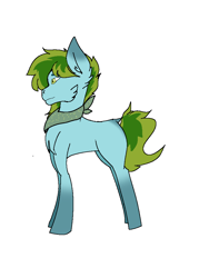 Size: 768x1024 | Tagged: safe, artist:moondrawzlv, derpibooru exclusive, oc, oc only, oc:yomogi artemisia, earth pony, pony, ambiguous gender, bandana, concave belly, markings, simple background, solo, white background