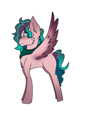 Size: 768x1024 | Tagged: safe, artist:moondrawzlv, derpibooru exclusive, oc, oc only, pegasus, pony, ambiguous gender, bandana, concave belly, markings, simple background, solo, white background