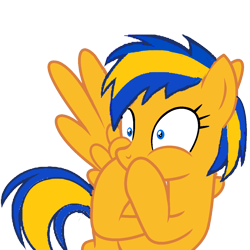 Size: 1250x1250 | Tagged: safe, artist:mlpfan3991, oc, oc only, oc:flare spark, pegasus, pony, g4, female, simple background, solo, stifling laughter, transparent background, vector