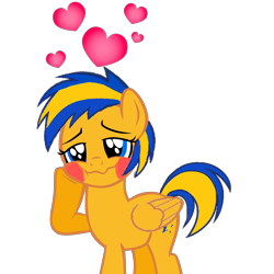 Size: 1520x1520 | Tagged: safe, artist:mlpfan3991, oc, oc only, oc:flare spark, pegasus, pony, g4, blushing, floating heart, heart, love struck, simple background, solo, transparent background