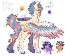 Size: 1355x1179 | Tagged: safe, artist:xxoopsiedaisiexx, flash sentry, twilight sparkle, oc, oc:halley comet, pegasus, pony, g4, colored wings, feathered fetlocks, female, male, multicolored wings, offspring, parent:flash sentry, parent:twilight sparkle, parents:flashlight, ship:flashlight, shipping, simple background, spread wings, stallion, straight, transparent background, wings