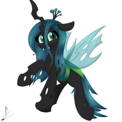 Size: 3000x3000 | Tagged: safe, artist:daftramms, queen chrysalis, changeling, changeling queen, g4, cute, cutealis, fanart, high res, simple background, solo, white background
