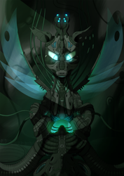 Size: 1946x2755 | Tagged: safe, artist:apuljack, queen chrysalis, changeling, robot, g4, biomechanical, solo