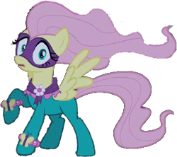 Size: 320x284 | Tagged: safe, edit, edited screencap, editor:pascalmulokozi2, screencap, fluttershy, saddle rager, pegasus, pony, g4, power ponies (episode), background removed, female, looking at you, mare, not a vector, power ponies, simple background, solo, transparent background