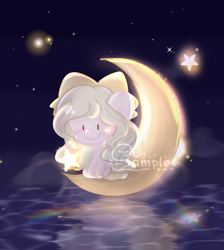 Size: 1543x1724 | Tagged: safe, artist:corpse, oc, oc only, pegasus, pony, dark background, dreamworks, moon, moonlight, pegasus oc, sky, smiling, stars, straw, tangible heavenly object, yellow mane
