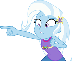 Size: 3517x3000 | Tagged: safe, artist:cloudy glow, trixie, human, equestria girls, g4, my little pony equestria girls: legend of everfree, .ai available, female, high res, lip bite, pointing, simple background, solo, transparent background, vector