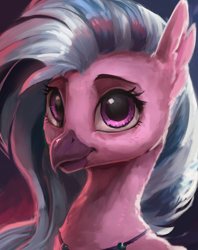 Size: 3800x4800 | Tagged: safe, artist:egil, artist:ryanmandraws, silverstream, hippogriff, equestria at war mod, g4, absurd resolution, bust, collaboration, digital painting, female, looking at you, portrait, smiling, smiling at you, solo