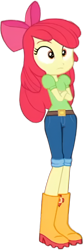 Size: 640x1918 | Tagged: safe, edit, edited screencap, screencap, apple bloom, human, equestria girls, equestria girls specials, g4, my little pony equestria girls: better together, my little pony equestria girls: holidays unwrapped, the cider louse fools, :|, apple bloom's bow, background removed, belt, boots, bow, clothes, crossed arms, denim, hair bow, jeans, pants, shirt, shoes, simple background, solo, t-shirt, transparent background