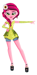 Size: 1029x2072 | Tagged: safe, artist:kronostorm, gloriosa daisy, human, equestria girls, g4, badass, braid, clothes, dress, ear piercing, earring, female, flower, flower in hair, glitter, gloves, high heels, jewelry, legs, lipstick, music festival outfit, piercing, shoes, shorts, simple background, solo, transparent background, vector
