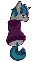 Size: 1132x1992 | Tagged: safe, artist:sefastpone, stygian, pony, unicorn, g4, clothes, digital art, hoodie, looking back, male, simple background, stallion, transparent background