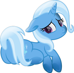 Size: 5644x5601 | Tagged: safe, artist:lincolnbrewsterfan, trixie, pony, unicorn, a horse shoe-in, .svg available, adorable distress, blue, butt, colored pupils, covering, cute, cute face, diatrixes, disappointed, female, floppy ears, frog (hoof), highlights, hoof heart, horn, i'm sorry, inkscape, looking back, looking down, lying down, mare, movie accurate, plot, prone, puppy dog eyes, purple eyes, rear view, sad, sad face, sadness, sadorable, shading, simple background, solo, svg, tail, tail covering, the great and powerful ass, three quarter view, transparent background, two toned hair, two toned mane, two toned tail, underhoof, upside-down hoof heart, vector, wand